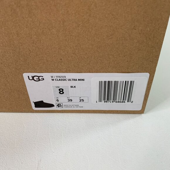 UGG Women's Shoe 8 Classic Ultra Mini Boot 1116109 Black Size 8 - Picture 11 of 12